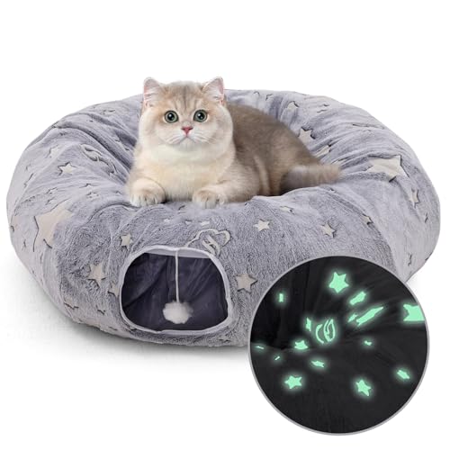 Plüsch Katzentunnel Rund Mit Katzenbett Katzen Tunnel XXL Ultra weiche Runde Donut Form für Indoor Kleine mittlere große Katzen Plüsch Katzentunnel Rund Mit Katzenbett Katzen Tunnel XXL Ultra weiche Runde Donut Form für Indoor Kleine mittlere große Katzen von Siairo