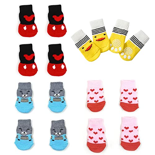 16 Stück Hunde-Anti-Rutsch-Socken für kleine Hunde, 4 Stile, rutschfeste Hundesocken mit Griffen, rutschfest, für den Innenbereich, Welpen, Katzen, verhindert Lecken, M 16 Stück Hunde-Anti-Rutsch-Socken für kleine Hunde, 4 Stile, rutschfeste Hundesocken mit Griffen, rutschfest, für den Innenbereich, Welpen, Katzen, verhindert Lecken, M von Sicheii