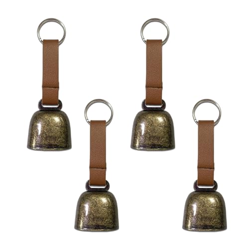 Sicheii 4 Stück kleine Kuhglocke für Hundehalsband mit Lederband, Bärenwarnglocke, Laute Kuhglocke, Anti-Verlust-Weide-Kupfer-Trainingsglocken, Haustier-Tracker Geräuschmacher für Katze Pferd Schaf Sicheii 4 Stück kleine Kuhglocke für Hundehalsband mit Lederband, Bärenwarnglocke, Laute Kuhglocke, Anti-Verlust-Weide-Kupfer-Trainingsglocken, Haustier-Tracker Geräuschmacher für Katze Pferd Schaf von Sicheii