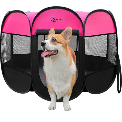 Hunde-Laufstall, Welpen-Laufstall für kleine Hunde, Hundezelt, Käfig für drinnen und draußen, tragbarer Pop-Up-Hundehütte, Laufstall mit Tragetasche für Hunde/Katzen/Kaninchen, abnehmbarer Hunde-Laufstall, Welpen-Laufstall für kleine Hunde, Hundezelt, Käfig für drinnen und draußen, tragbarer Pop-Up-Hundehütte, Laufstall mit Tragetasche für Hunde/Katzen/Kaninchen, abnehmbarer von Siedihit