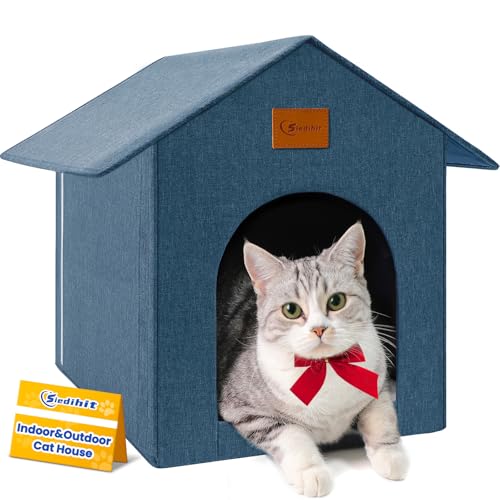 Katzenhaus für draußen, Katzenhaus für draußen, Katzenhaus für draußen und drinnen, isoliertes Katzenhaus für den Winter mit gemütlichem Kissen, einfach zu montieren, Marineblau Katzenhaus für draußen, Katzenhaus für draußen, Katzenhaus für draußen und drinnen, isoliertes Katzenhaus für den Winter mit gemütlichem Kissen, einfach zu montieren, Marineblau von Siedihit