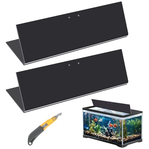 Sieral Aquarium-Deckel, Polycarbonat-Überdachung, 2-teiliges Set, 57 x 41 x 0,3 cm, für 75/90/110 Gallonen mit Mittelstrebe, Aquarium-Abdeckung, Aquarium-Deckel mit Hakenmesser, Schwarz von Sieral