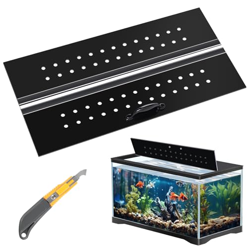 Sieral Aquarium-Überdachungs-Set aus Polycarbonat, 40 x 24 x 0,3 cm, für 3,4 l ohne Mittelstrebe, Aquarium-Abdeckung mit Hakenmesser, atmungsaktives Loch, Griff (schwarz) von Sieral