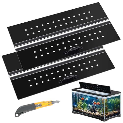 Sieral Aquarium-Überdachungs-Set aus Polycarbonat, 57 x 29 x 0,3 cm, für 33/40/55 Aquarien mit Mittelstrebe, Aquarium-Abdeckung mit Hakenmesser, atmungsaktives Loch und Griff, schwarz, 2 Stück Sieral Aquarium-Überdachungs-Set aus Polycarbonat, 57 x 29 x 0,3 cm, für 33/40/55 Aquarien mit Mittelstrebe, Aquarium-Abdeckung mit Hakenmesser, atmungsaktives Loch und Griff, schwarz, 2 Stück von Sieral