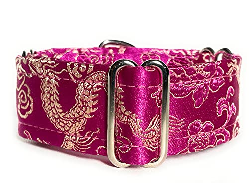 SightHound Gang Martingale-Halsband, mit Satin, gefüttert, 3 cm breit, für IG italienische Windhunde, Whippet Welpenhalsband, andere Rassen mit ähnlichem Hals, Pink S 17,8 - 24,1 cm von SightHound Gang