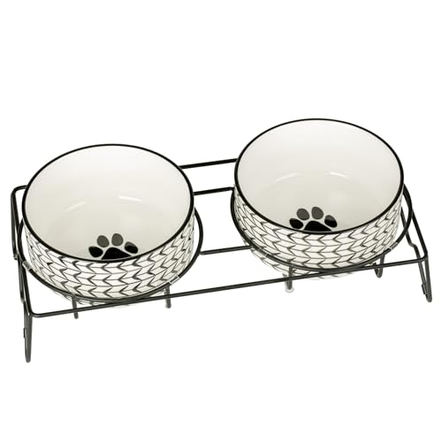 Signature Housewares Futternapf-Set aus Keramik, für Hunde und Welpen, große Katzen mit stabilem Metallständer, 2 Stück, 15,2 cm, je 907 ml Signature Housewares Futternapf-Set aus Keramik, für Hunde und Welpen, große Katzen mit stabilem Metallständer, 2 Stück, 15,2 cm, je 907 ml von Signature