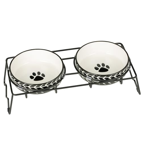 Signature Housewares Futternapf-Set aus Keramik, für Katzen, kleine Hunde und Welpen, mit stabilem Metallständer, 12,7 cm, je 340 ml, 2 Stück Signature Housewares Futternapf-Set aus Keramik, für Katzen, kleine Hunde und Welpen, mit stabilem Metallständer, 12,7 cm, je 340 ml, 2 Stück von Signature