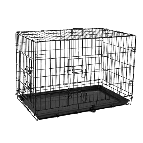 Hundekäfig klappbar Transportkäfig mit 2 Türen Metall Transportkäfig Auto Hundebox Tierkäfig mit Bodenschale 76 x 46 x 53 cm Tiertransportbox Gitterbox von Signzworld