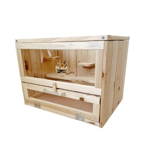 Hamsterkäfige und Lebensräume aus Holz, Kleintier-Lebensraum mit 2 zu öffnenden Türen für Meerschweinchen, Rennmäuse, Chinchilla, Zwerg, Igel, Eichhörnchen, kaufest, Zwerg-Syrischer Hamster von Sihang Home