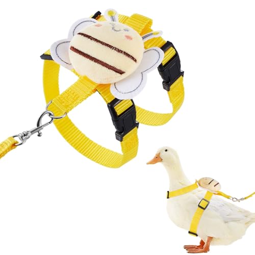SilTriangle Entengeschirr-Set, Entengeschirr und Leine für echte Enten, verstellbares Laufseil, Haustier, niedliches Muster, Outdoor-Traktionsseil für Huhn, Kaninchen, Kleintiere (M,Biene) von SilTriangle