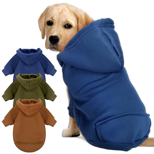 SilTriangle Hunde-Kapuzenpullover für den Winter, warm, weich, mit Tasche, Haustiermantel, Kleidung für alle Hunde und Katzen, 3 Stück (dunkle Farbe, XL) von SilTriangle
