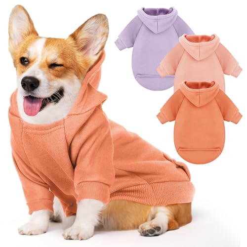 SilTriangle Hunde-Kapuzenpullover für den Winter, warm, weich, mit Tasche, Haustiermantel, Kleidung für alle Hunde und Katzen, Größe L, helle Farben, 3 Stück SilTriangle Hunde-Kapuzenpullover für den Winter, warm, weich, mit Tasche, Haustiermantel, Kleidung für alle Hunde und Katzen, Größe L, helle Farben, 3 Stück von SilTriangle