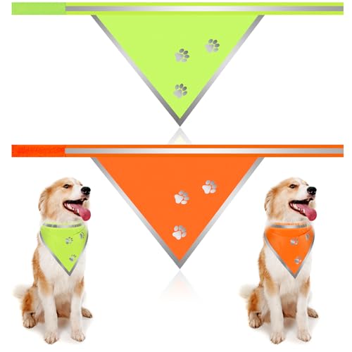 SilTriangle Reflektierendes Hundehalstuch, 2 Stück, Neonorange, Grün, hohe Sichtbarkeit, reflektierendes Halstuch, Lätzchen für Hund, Camping, Nacht, Spazierengehen, Erkundung, Sicherheitszubehör SilTriangle Reflektierendes Hundehalstuch, 2 Stück, Neonorange, Grün, hohe Sichtbarkeit, reflektierendes Halstuch, Lätzchen für Hund, Camping, Nacht, Spazierengehen, Erkundung, Sicherheitszubehör von SilTriangle