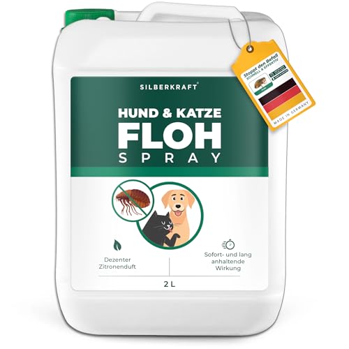 Silberkraft Flohmittel, Floh-Spray 2 L - Flohspray für Hund, Katze und andere Haustiere - Anwendung am Tier - ideales Anti-Floh-Mittel gegen Flöhe, Zecken, Parasiten, Ungeziefer… von Silberkraft