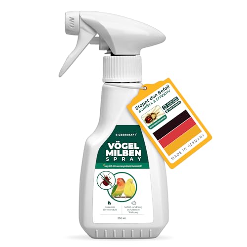 Silberkraft Milbenspray 250 ml, Milbenschutz für Ziervögel, Singvögel & Geflügel, für Wellensittich, Kanarienvogel, Papagei, Beo, Großsittich & Brieftaube, Gegen rote Vogelmilbe und Parasiten Silberkraft Milbenspray 250 ml, Milbenschutz für Ziervögel, Singvögel & Geflügel, für Wellensittich, Kanarienvogel, Papagei, Beo, Großsittich & Brieftaube, Gegen rote Vogelmilbe und Parasiten von Silberkraft