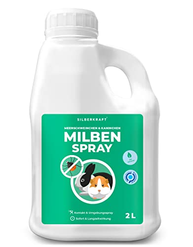 Silberkraft Milbenspray Meerschweinchen, Kaninchen & Kleintiere 2 L, zuverlässiger Milbenschutz, nützliche Parasitenabwehr, effizientes und garantiert hilfreiches Anti-Milben-Mittel von Silberkraft