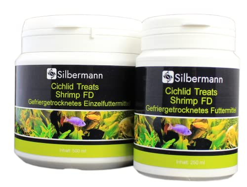 Silbermann Cichlid Treats FD Shrimp - sonnengetrocknete Shrimps als Ergänzungsfutter für Fische und Schildkröten (120 ml) von Silbermann