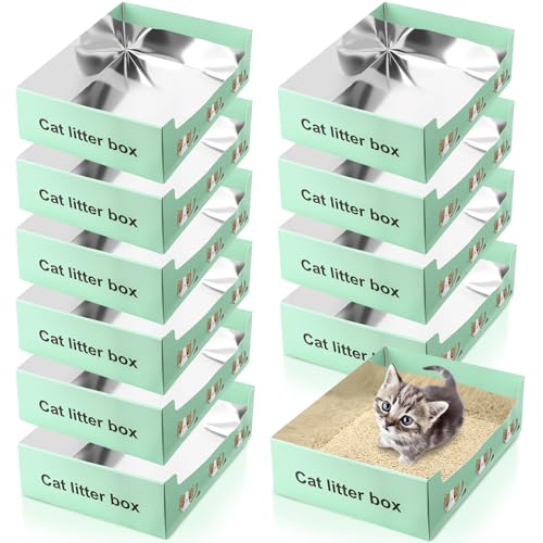 SiliFine Einweg-Katzentoiletten für Katzen, groß, 38,1 x 30,5 x 12,7 cm, wasserdicht, leicht, faltbar, tragbar, Reise-Kätzchen-Tablett, Grün, 10 Stück SiliFine Einweg-Katzentoiletten für Katzen, groß, 38,1 x 30,5 x 12,7 cm, wasserdicht, leicht, faltbar, tragbar, Reise-Kätzchen-Tablett, Grün, 10 Stück von SiliFine