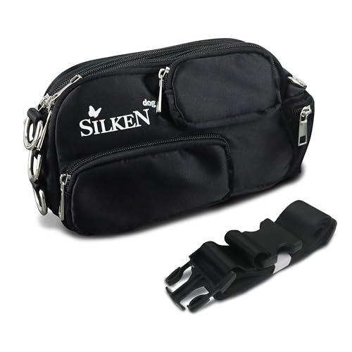 Gassi Tasche Hund mit vielen Fächern I Hundetraining I Leckerlitasche I Hundetasche I Trainingstasche I Als Gürteltasche, Bauchtasche oder Crossbag tragbar I Austauschbare Riemen (Schwarz) von SilkeN