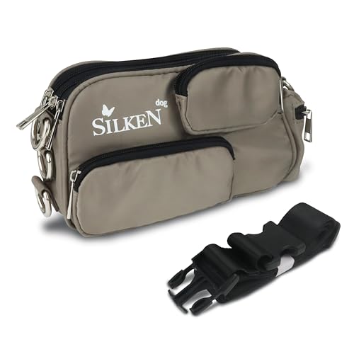 Gassi Tasche Hund mit vielen Fächern I Hundetraining I Leckerlitasche I Hundetasche I Trainingstasche I Als Gürteltasche, Bauchtasche oder Crossbag tragbar I Austauschbare Riemen (Taupe) von SilkeN