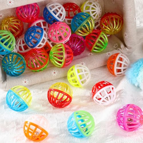 Silkfly 60 Stück Gitterbälle Katzenspielzeug mit Glocken, Jingling-Bälle zum Schlagen und Schlagen, bunte Unterhaltung für Indoor-Katzen und Kätzchen Silkfly 60 Stück Gitterbälle Katzenspielzeug mit Glocken, Jingling-Bälle zum Schlagen und Schlagen, bunte Unterhaltung für Indoor-Katzen und Kätzchen von Silkfly
