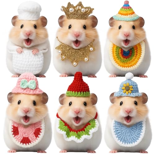 Silkfly Hamsterhüte für Schlangen, Kleintiere, Meerschweinchen, Hamster, Lätzchen, Kleidung für Eidechsen, Bartagamen, Urlaub, Party, Kostüm, Zubehör (stilvoll), 12 Stück von Silkfly