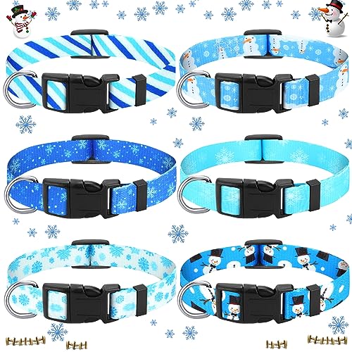 Silkfly Winter-Hundehalsbänder für Hunde, Schneeflocken-Hundehalsband, verstellbar, niedlich, abnehmbar, blau-weiß, Winter-Hundehalsbänder mit Schnalle, für den Winter, Hund, Haustiere, Partygeschenke von Silkfly