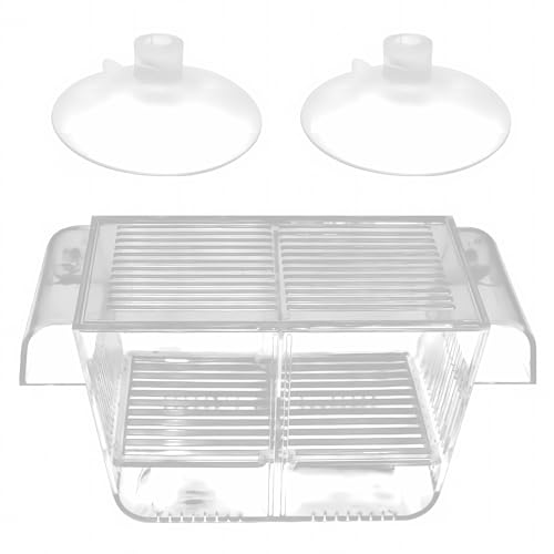 Aquarium Fischbrutkasten, Aufzuchtbecken Aquarium mit Saugnäpfen Acryl Laichkasten für Babyfische Garnelen Betta, Brutkasten Groß für Aggressive Garnelen Fische Guppy und Platy von Silkwish