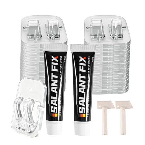 Silkwish 50 Klebehaken & 120ml Silikonkleber und Spender Zur Katzennetz für Balkon (ohne Bohren) - Transparente Klebehaken zur kippfensterschutz für Fenster, Terrasse, Decke von Silkwish