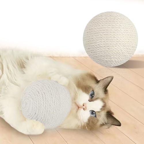 Silkwish Langlebige Kratzkugel für Katzen, Sisal Kratzball für Katzen, kratzspielzeug Katze mit Sound (Durchmesser 10cm) von Silkwish
