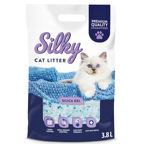 Silikat-Katzenstreu | Silky Silikatstreu 3,8L | Hervorragende Geruchskontrolle, Staubfrei, Bakterienhemmend, Weich an den Pfoten, Extrem Saugfähig, Lang Anhaltende Frische, Silica Silikat-Katzenstreu | Silky Silikatstreu 3,8L | Hervorragende Geruchskontrolle, Staubfrei, Bakterienhemmend, Weich an den Pfoten, Extrem Saugfähig, Lang Anhaltende Frische, Silica von Silky