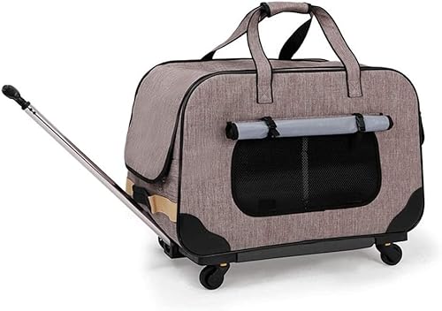 SilteD Rollende Haustier-Reisetasche, Haustier-Kinderwagen mit abnehmbaren Rädern, abnehmbare Spurstange, Haustier-Smart-Cart-Träger, schwere Last, gemütlich und atmungsaktiv, großer Platz (Farbe von SilteD