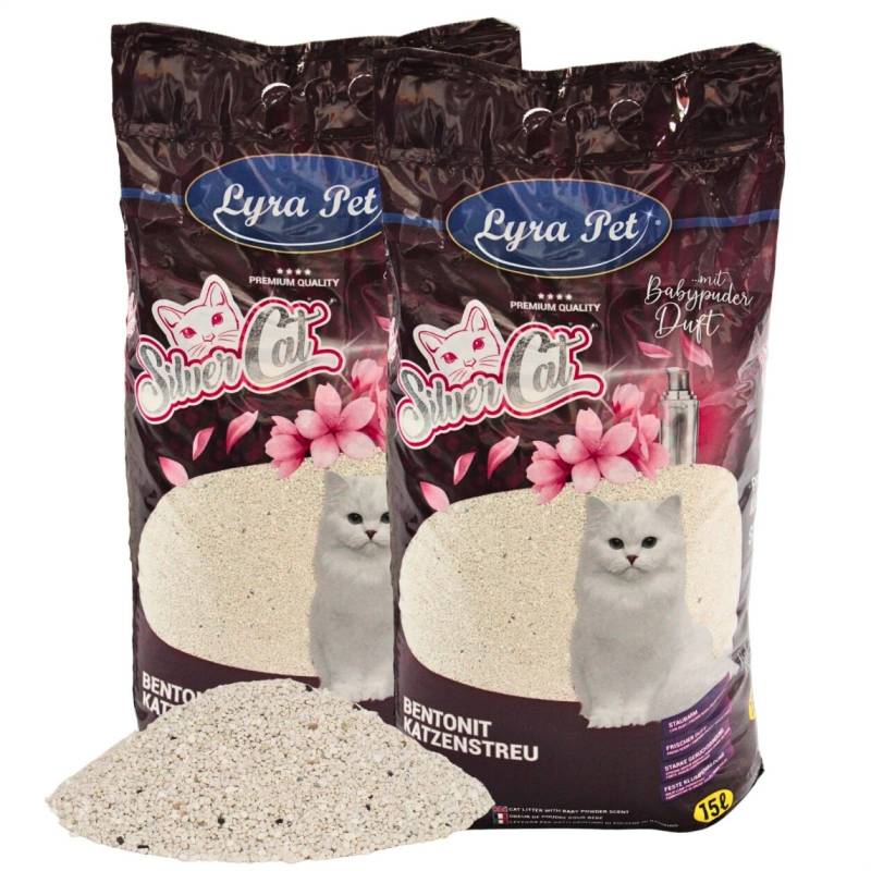 2 x 15 Liter Lyra Pet® SilverCat® Katzenstreu Bentonit mit Aktivkohle von Silver Cat