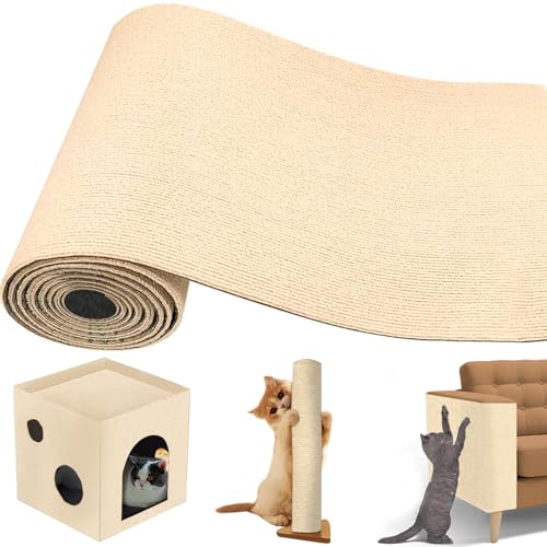 Selbstklebend Kratzteppich Katze Wand, SilverChry Kratzschutz Sofa Katze, Kratzteppich Katze Kratzmatte Katze Wand Kratzmatte für Katzen, Climbing Cat Scratcher 100×30 cm, für Teppiche Sofas Möbel von SilverChry