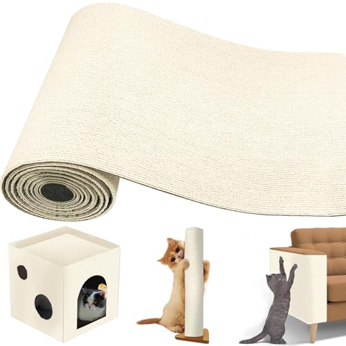 Selbstklebend Kratzteppich Katze Wand, SilverChry Kratzteppich Katze Kratzmatte Katze Wand Kratzmatte für Katzen, Kratzschutz Sofa Katze, Climbing Cat Scratcher 100 * 30CM, für Teppiche Sofas Möbel von SilverChry
