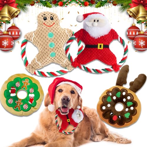 SilverChry 4er-Pack Hundespielzeug Weihnachten, Hunde Kuscheltiere, Hundespielzeug Quietschend, Interaktives Hundespielzeug, Kauspielzeug für Hunde, Plüschtier für Hunde, Unkaputtbar Hundespielzeug SilverChry 4er-Pack Hundespielzeug Weihnachten, Hunde Kuscheltiere, Hundespielzeug Quietschend, Interaktives Hundespielzeug, Kauspielzeug für Hunde, Plüschtier für Hunde, Unkaputtbar Hundespielzeug von SilverChry