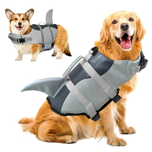SilverChry Hunde schwimmweste, Haustier-schwimmweste hai, schwimmweste für Haustiere (M) von SilverChry