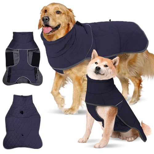 SilverChry wasserdichte Warme Hundejacke, Hundemantel Mit Geschirr Reflektierend, Hundemantel Wasserdicht Warm, Hundemantel Fleece Grosse Hunde Für Kaltes Wetter Für Hund Indoor & Outdoor Camping(M) von SilverChry