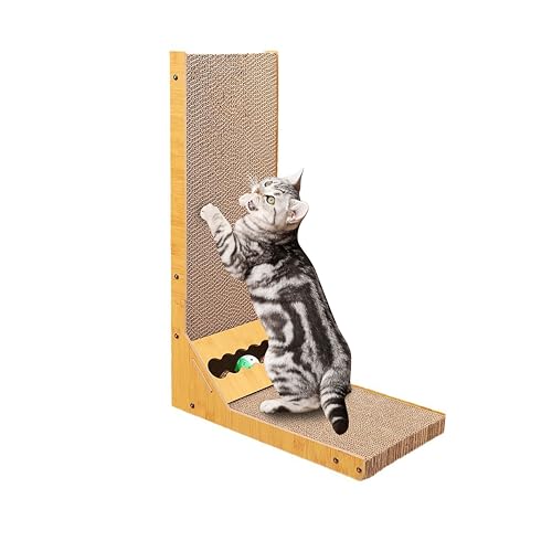 SilverChry Kratzbrett Katzen, 60 cm hohe L Förmige Kratzpappe für Katzen, Katzen Kratzbrett mit Eingebauten Bällen, Katzenkratzbrett aus Hochwertigem Kratzpappe Groß XL SilverChry Kratzbrett Katzen, 60 cm hohe L Förmige Kratzpappe für Katzen, Katzen Kratzbrett mit Eingebauten Bällen, Katzenkratzbrett aus Hochwertigem Kratzpappe Groß XL von SilverChry