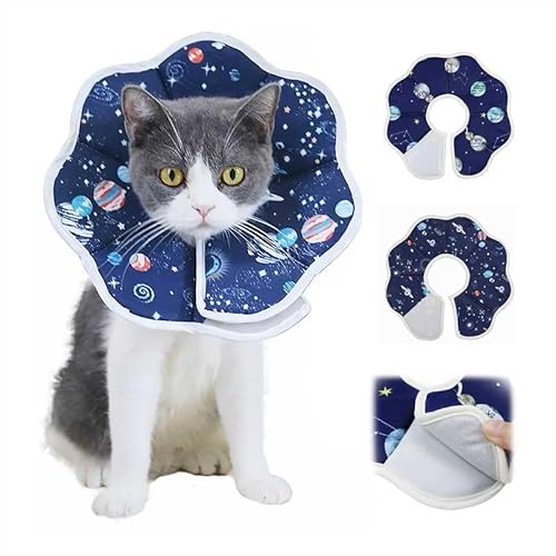 SilverChry Halskrause Katze Weich, Katzen Halskragen, Klettverschluss-Design, Katzen Schutzkragen Wasserdicht und Atmungsaktiv, Verhindert Postoperatives Wundlecken und Beißen von SilverChry
