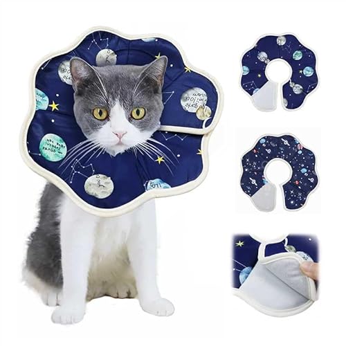 SilverChry Halskrause Katze Weich, Katzen Halskragen, Klettverschluss-Design, Katzen Schutzkragen Wasserdicht und Atmungsaktiv, Verhindert Postoperatives Wundlecken und Beißen von SilverChry