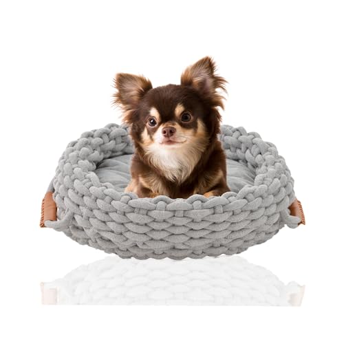 Silvio Design® Flauschiges Katzenbett & Hundebett | Schlafplatz für Hunde und Katzen | Wahre Tierliebe: Flauschiges Katzenkörbchen und rundes Hundekissen für kleine Hunde (Grau) von Silvio Design