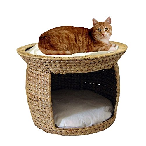 Silvio Design Katzen-Korbturm Wasserhyazinthe Natur-wollweiß von Silvio Design