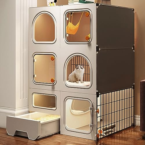 Große Katzenhütten für Hauskatzen mit Katzentoilette, DIY Kleintier-Haustier-Laufstall mit Tür, Kaninchen-, Meerschweinchenkäfige, Welpen-, Kätzchen-Laufstall, Innen- und Außenhofzaun (Größe Große Katzenhütten für Hauskatzen mit Katzentoilette, DIY Kleintier-Haustier-Laufstall mit Tür, Kaninchen-, Meerschweinchenkäfige, Welpen-, Kätzchen-Laufstall, Innen- und Außenhofzaun (Größe von SimKha