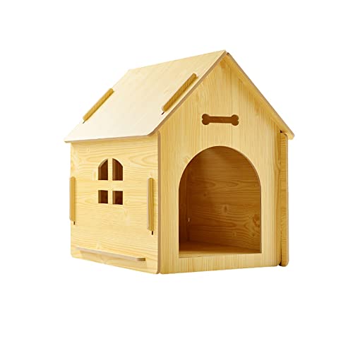Katzenhaus für Innenkatzen, kleines Hundehöhlenbett, Holzkäfige für kleine Haustiere mit Tür und Fenstern, abnehmbares Katzenhaus aus Holz, Außenblockhaus, Innenhaus (Farbe: A, Größe: M) von SimKha