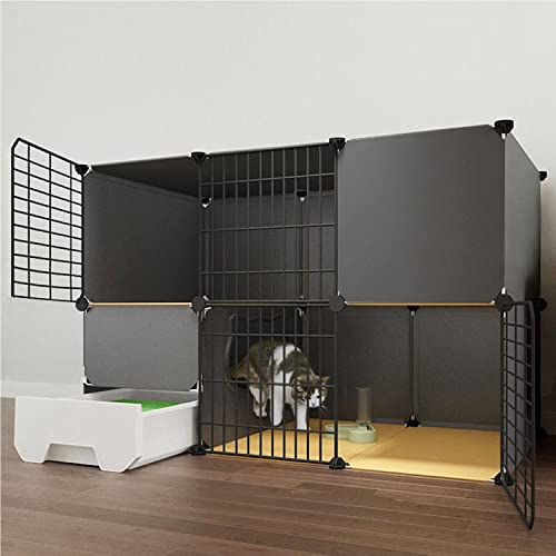 Katzenkäfige für den Innenbereich, groß, mit Katzentoilette, DIY-Katzenlaufstall in Schwarz, Katzengehege für den Innenbereich, Laufstall für Haustiere, mit Katzenstreuschaufel + Leiter + Ka Katzenkäfige für den Innenbereich, groß, mit Katzentoilette, DIY-Katzenlaufstall in Schwarz, Katzengehege für den Innenbereich, Laufstall für Haustiere, mit Katzenstreuschaufel + Leiter + Ka von SimKha