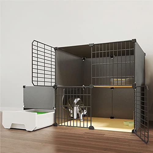 Katzenkäfige für den Innenbereich, groß, mit Katzentoilette, DIY-Katzenlaufstall in Schwarz, Katzengehege für den Innenbereich, Laufstall für Haustiere, mit Katzenstreuschaufel + Leiter + Ka Katzenkäfige für den Innenbereich, groß, mit Katzentoilette, DIY-Katzenlaufstall in Schwarz, Katzengehege für den Innenbereich, Laufstall für Haustiere, mit Katzenstreuschaufel + Leiter + Ka von SimKha