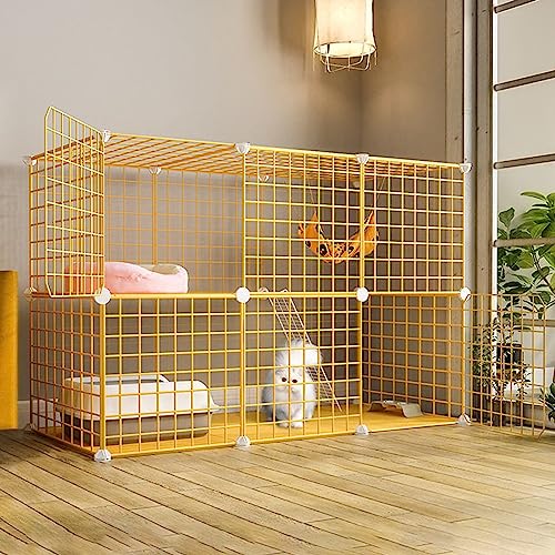 Katzenlaufstall DIY Haustierkätzchenkäfig für Hauskatzen, abnehmbare Katzengehege Katzenvilla für 1-2 Katzen Großer Übungsort (Größe: 43,7" LX 15,3" BX 28,7" H) von SimKha