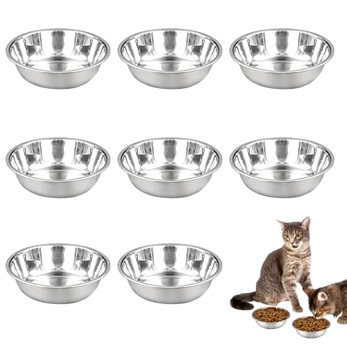 8 x Edelstahl-Katzennäpfe für Indoor-Katzen, 14,2 cm, Metall-Welpennäpfe für kleine Hunde, Wassernapf, 370 ml, flache Futternapf, leicht zu reinigende Katzenschüssel für Futter und Wasser 8 x Edelstahl-Katzennäpfe für Indoor-Katzen, 14,2 cm, Metall-Welpennäpfe für kleine Hunde, Wassernapf, 370 ml, flache Futternapf, leicht zu reinigende Katzenschüssel für Futter und Wasser von Simaixing