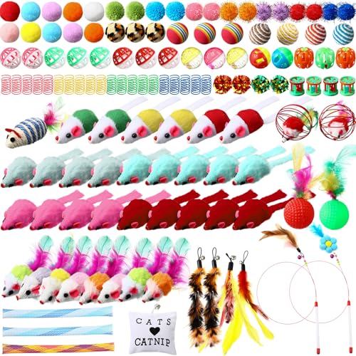Simgoing 125-teiliges Katzenspielzeug-Kombi-Set für Kätzchen, interaktives Haustierspielzeug, Sortiment, einschließlich Glockenbälle, Knisterbälle, Katzenfederspielzeug, Plüschmäuse für Kätzchen Simgoing 125-teiliges Katzenspielzeug-Kombi-Set für Kätzchen, interaktives Haustierspielzeug, Sortiment, einschließlich Glockenbälle, Knisterbälle, Katzenfederspielzeug, Plüschmäuse für Kätzchen von Simgoing